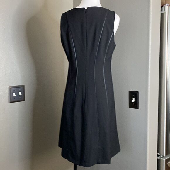 CALVIN KLEIN Womens Sleeveless Dress Fit and Flair with Black Faux Leather Trim - Picture 7 of 11